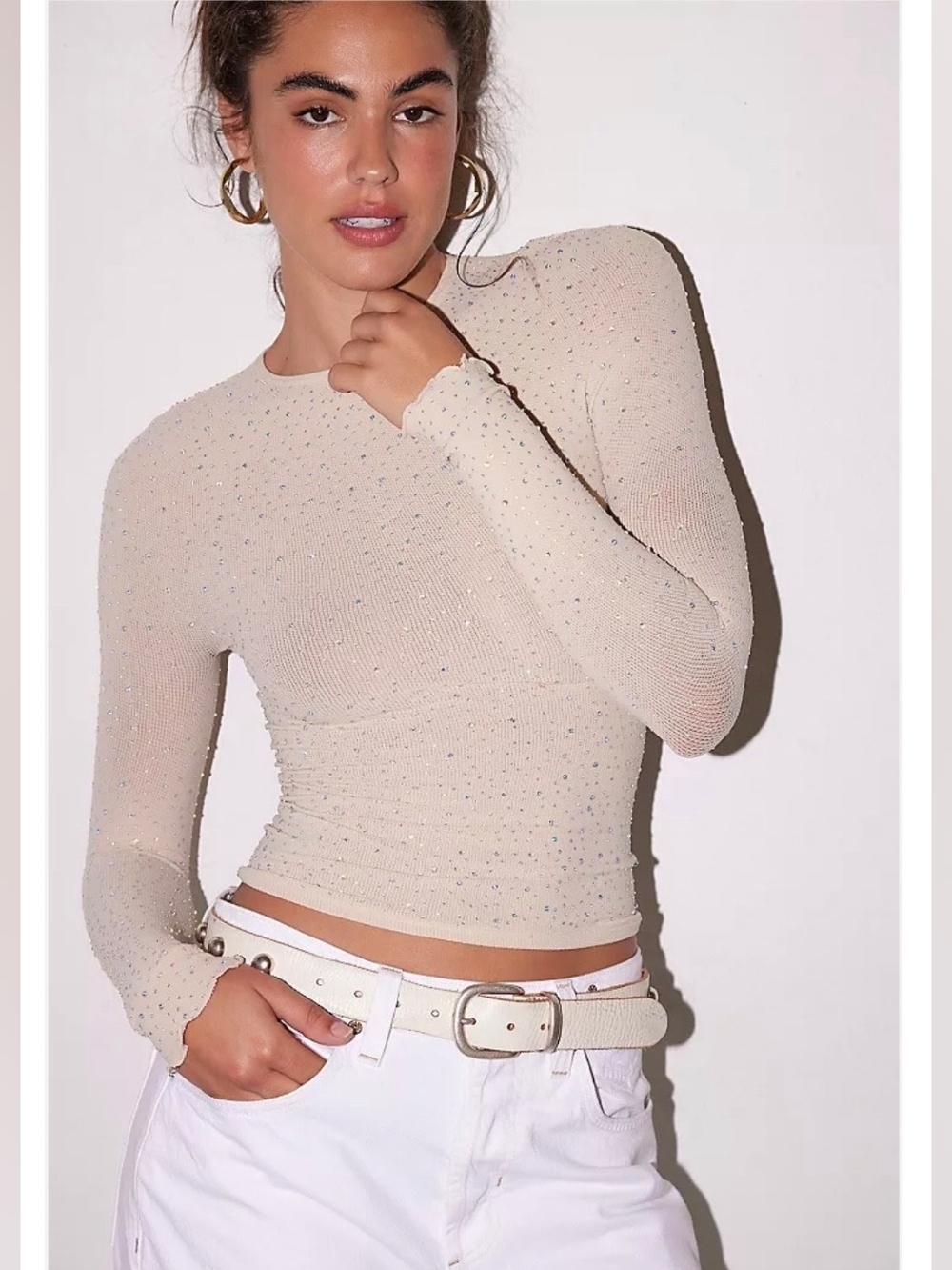 FREE PEOPLE Night Sky Long Sleeve In Nude XS/S